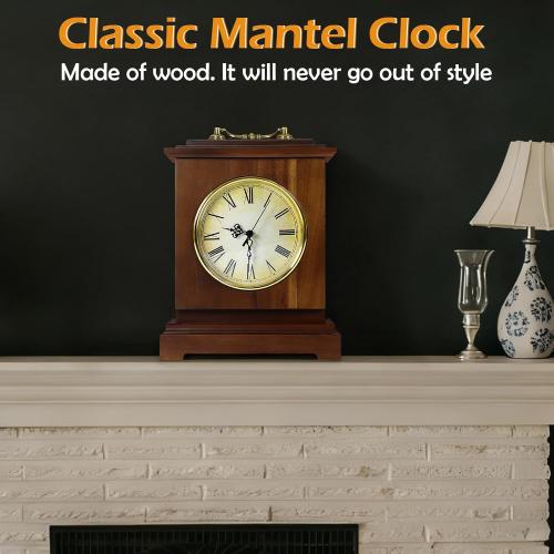 Shinoske Mantel Clock Battery Operated with Hidden Safe,Secret Compartment for Cash,Jewelry,Rings,Watches,Vintage Wooden Small Table Clock for Living Room,Fireplace,Home Decor,Rustic Brown