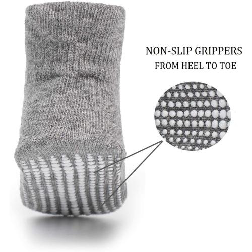 Zaples Baby Non Slip Grip Ankle Socks with Non Skid Soles for Infants Toddlers Kids Boys Girls