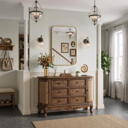 24x36 Inch Bathroom Mirrors for Over Sink, Brushed Gold Rectangle Mirror for Bathroom or Entryway, Wall Mounted Vanity Mirror with Aluminum Alloy Frame & Tempered Glass, Hangs Horizontally/Vertically
