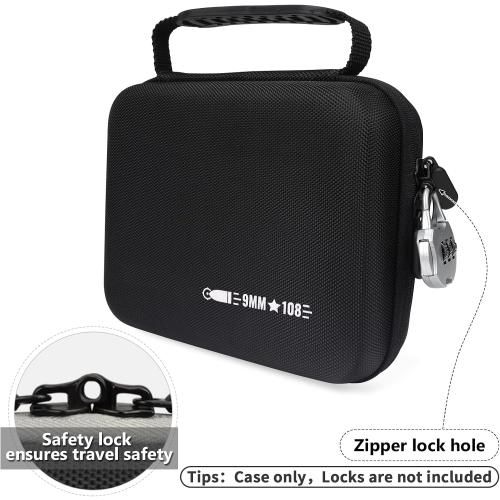 108 Round 9MM Ammo Case, Ammo Storage Box Compatible with 9mm Luger, 9mm Parabllum, 9mm Makarov, .380 ACP, .32 ACP, .45 ACP, 30 Luger, 32 S&W, 40 S&W, Bullets Organize Case for 9mm (Black)
