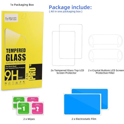 Xahpower PS Vita 1000 Screen Protector, 9H Tempered Glass Front Screen Protector and HD Clear PET Back Screen Protective Film for Sony PlayStation Vita 1000