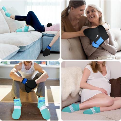 ‼️may be missing items ‼️SuzziPad Cold Socks & Hands Ice Pack for Chemo Must Haves, Blue, L | Removable Gel Packs, Adjustable Straps, Dual-Layer Gloves & Foot Ice Pack Wraps For Chemo, Arthritis & Neuropathy Relief