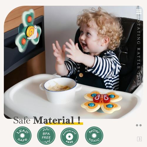 ALASOU 3PCS Suction Cup Spinner Toys for 1 2 Year Old Boy Girl Birthday Gift|Spinning Top Baby Bath Toy for Kids Ages 1-3|Sensory Airplane Travel Toy Easter Basket Stuffers for Toddlers Infant