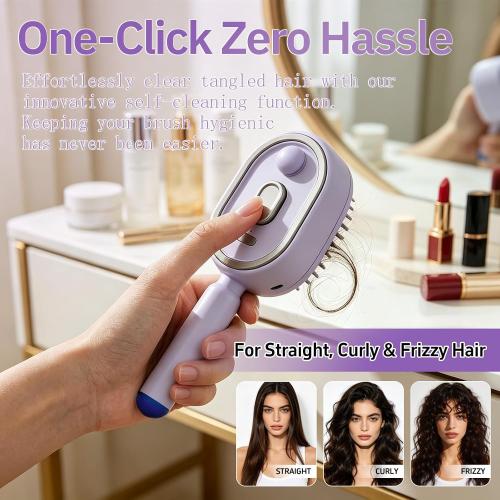 Electric Spray Air Cushion Massage Comb, 2026 Electric Spray Air Cushion Comb, 5-in-1 Detangling Hair Brush for Dry Frizzy Hair, Self-Cleaning Anti-Static Scalp Massager Care Brush for Women