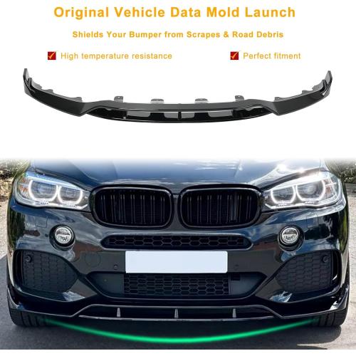 KHK Front Bumper Lip Spoiler for BMW X5 F15 M-Sport 2014-2018,Glossy Black ABS Air Dam Front Splitter Body Kit Accessories
