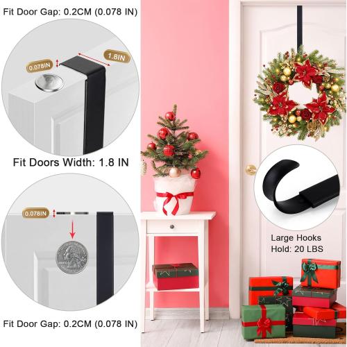 Wreath Hanger,Easter Decorations Adjustable Wreath Hanger for Front Door Decor from 14.9-25,Over The Door Hooks Organizer 20 lbs Larger Wreaths Hangers Christmas Wreaths Decorations Hook