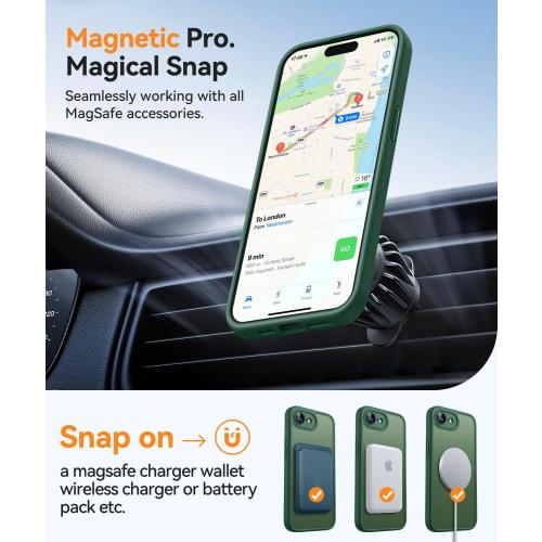 CANSHN Magnetic Shockproof for iPhone 17e / 16e Case, Deep Green