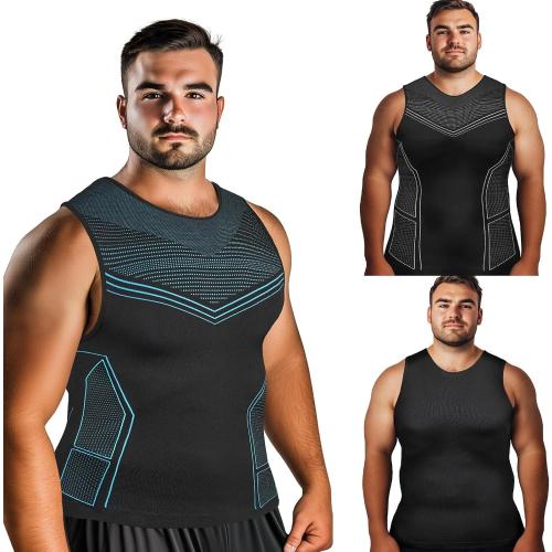 Odoland 3 Pack Men Large Compression Shirt, Tummy Control Slimming Undershirt Tank Top Men Body Shaper