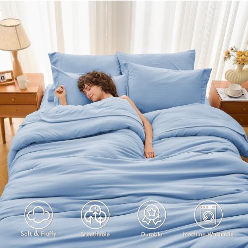 3 Pieces Queen Comforter Set, Soft Bed   Queen Size, Set with Comforter, Pillowcases color Blue