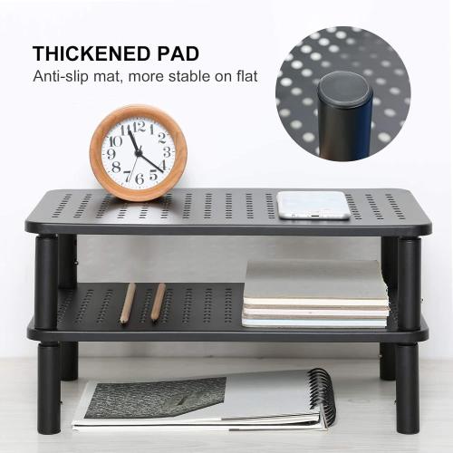 suptek Computer Monitor Stand Riser,Monitor Riser for Laptop, Printer, Notebook and All Flat Screen TV Display with Vented Platform,3 Height Adjustable Laptop Riser,1 Pack,***Black*** (MST003)