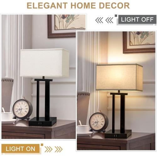 Rectangle Lamp Shades 16L x 8W x 10H Large Beige Lampshades for Table Lamps Floor Lamps, Natural Linen Lamp Shade Replacement, Spider, Harp Holders Included, Easy Assembly Required