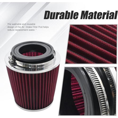 Anxingo Universal Clamp-On Air Filter for 3/3.5/4 inch Washable Reusable Clamp-On Air Intake Filter (H 5.5 In, L 1.125 In)