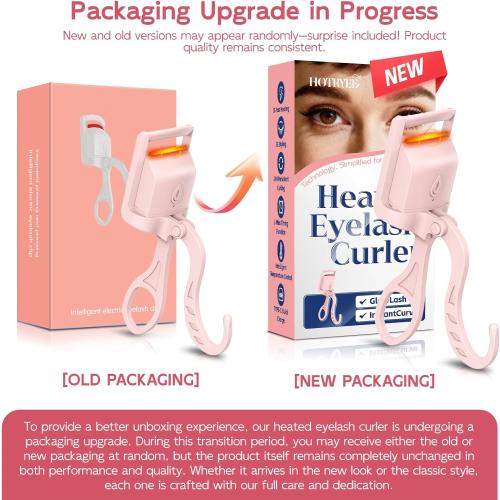 Heated Eyelash Curler, 5s Fast Heating Electric Eyelash Curler, Safe Anti-Burn Eyelash Curlers with Silicone Pad, Type-C Quick Charge, Intelligent Temp Control, 24H Long-Lasting Curls (Pink)