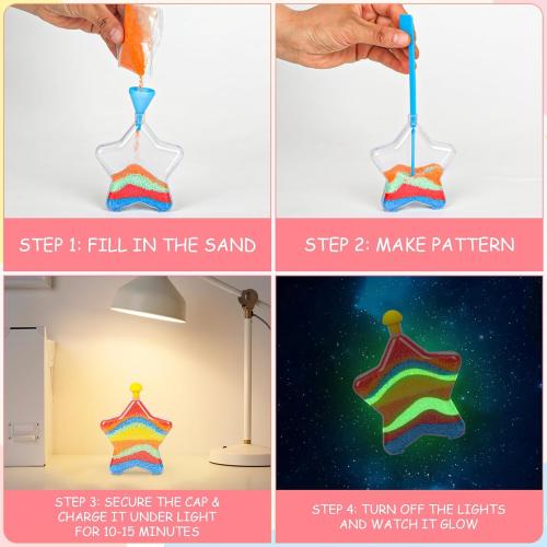 MAGICACORN Glow Sand Art Kit – DIY Craft for Kids Ages 5-12, Fun Creative Gift (Star Bottle)