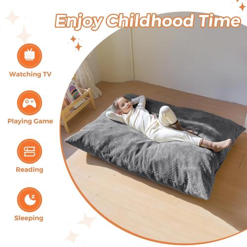 MAXYOYO 3 in 1 Kids Bean Bag Chair Bed, Convertible Chair Folds from Bean Bag to Lounger, Child Floor Sofa for Gaming, Reading, Floor Mattress with High-Density Foam Filling