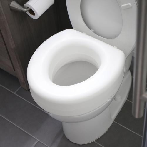 HealthSmart Enhanced Comfort 5 Raised (Round) Toilet Seat Risers for Seniors 5 Slip Resistant Pads FSA/HSA Eligible Padded Toilet Seat Elevation 15.7 x 15.2 x 6.1