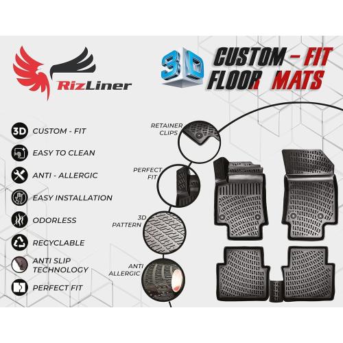 Mini Countryman 2011-2016 Custom Fit Floor Mats Rubber 3D Car Mats Laser Measured Floor Liners All Weather Heavy Duty Waterproof Odorless Non-Slip TPE (Front & Rear, Black)