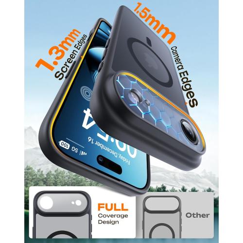 TOCOL for iPhone Air Case, Compatible with Magsafe, Full Camera Protection, Built-in Magnetic Ring, Drop Protection, Slim Thin Translucent Matte Phone Case for iPhone 17 Air (Black)