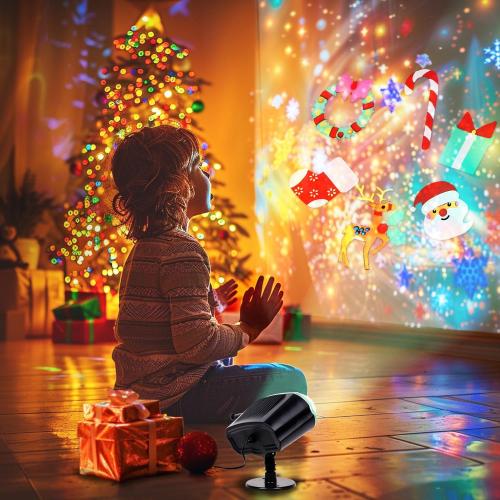 Christmas Projector Lights 2025 Upgraded Brighter,16 Slides (Ocean Wave & Patterns), Waterproof, Timer Holiday Lights Projector for Indoor and Outdoor Decoration