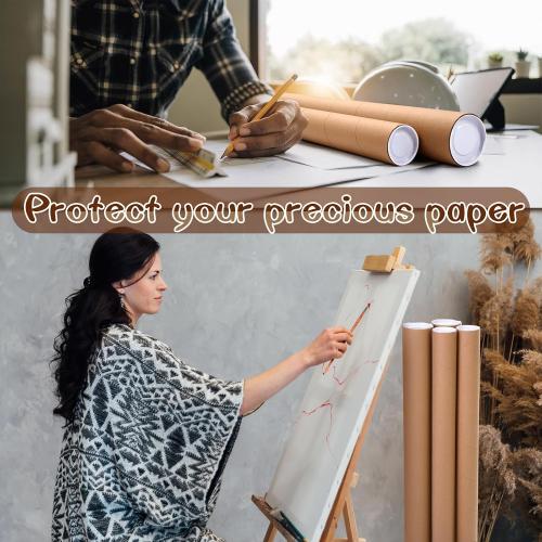 Feifeiya 4 Pack Poster Mailing Tubes with Caps 4 x 47, 3 x 47 Large Cardboard Tubes Kraft Paper Cardboard Tube Storage Tube for Shipping Storing Posters Prints Artwork Documents Golf Club
