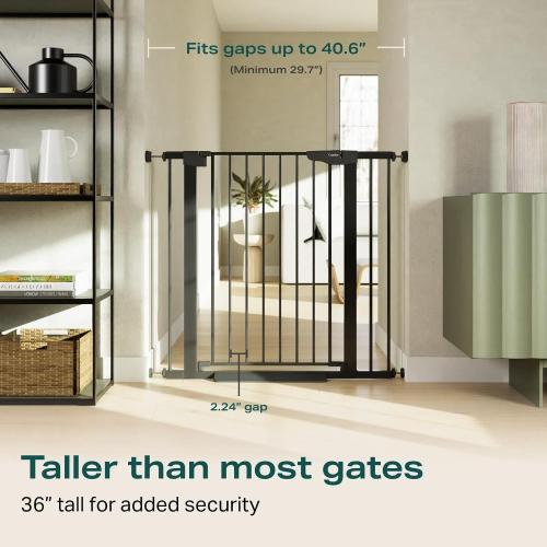 Cumbor 36 Extra Tall Baby Gate for Stairs, 29.7-40.6 Wide Dog Gate for Doorways, Pressure Mounted Auto-Close Pets Gates for Dogs Indoor, Durable Safety Child Gate, Mom's Choice Awards Winner, Black ‼️unused‼️