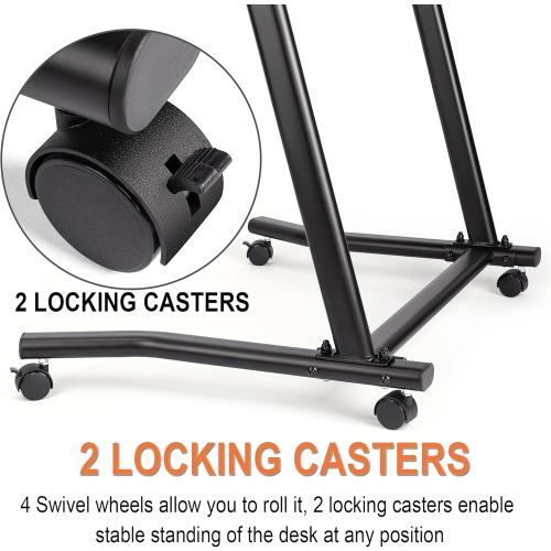 CXWXC Indoor Cycling Desk - Adjustable Height Bike Deak Laptop Stand Non-Slip Surface - Portable Bike Trainer Fitness Desk with Lockable Wheels