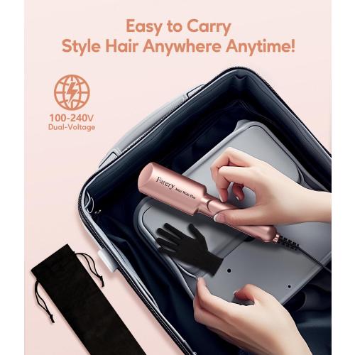 Farery Mini Flat Iron, 1.5 Inch Travel Hair Straightener for Short Hair