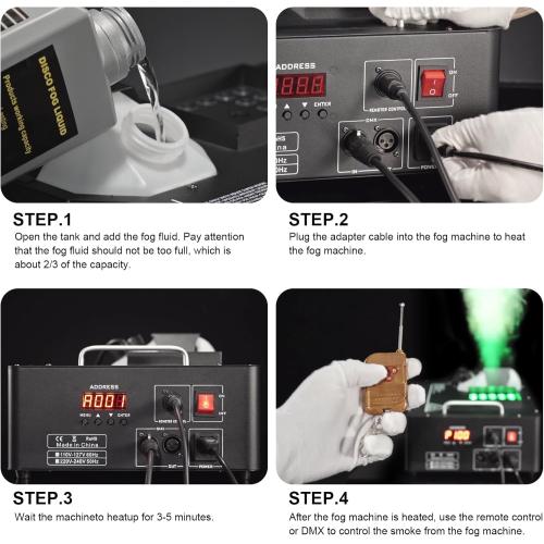 1500W Fog Machine with Lights 24 RGB LED Stage Smoke Machine Vertical Halloween Smoke Machine DMX/Wireless/Manual Control 2.5 Liters with 20000 CFM for Wedding Christmas Party Outdoor Indoor