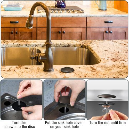 LEIFIDE 2 Inch Kitchen Sink Hole Cover Faucet Sink Hole Cap Stainless Steel Stopper Plug Plate Metal Blank for Bathroom Soap Dispenser Wash Basin(Oil Rubbed Bronze)