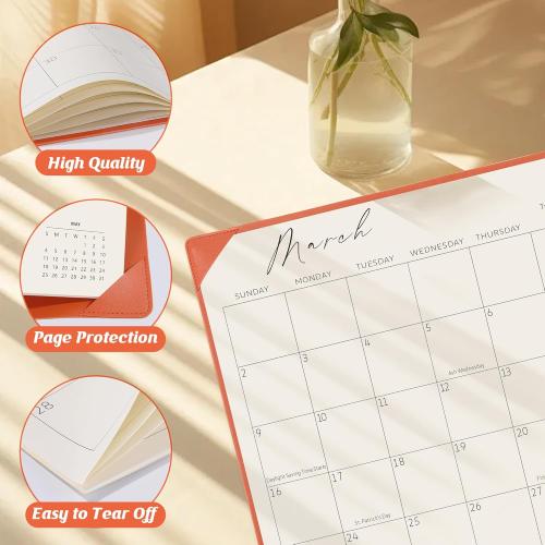 Gannyfer Desk Calendar 2025-2026 with Desktop Mat, Simplified Large 22 x 17 Desktop Pad Calendar, 18-Month Table Calendar from Jan 2025 to Jun 2026, Office Supplies Perfect for Home School and Office - Orange