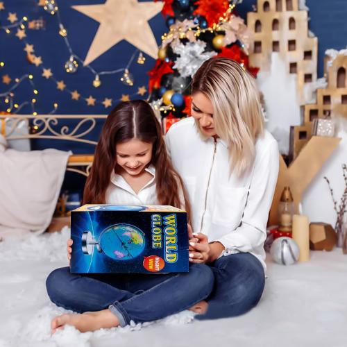 World Globe with Stainless steel Stand Rotating Earth Spinning Globe for Kids Geography Classroom Education or Decorations (8 Inch Blue)