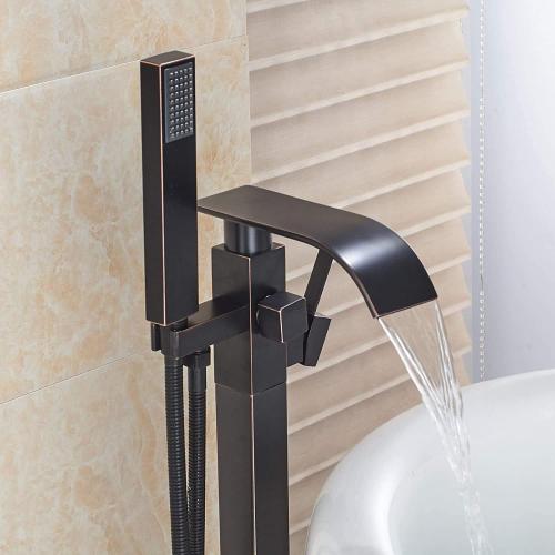 Bronze 38.6 x 2.6 Senlesen Barthroom Tub Filler Faucet Floor Mounted Bathtub Shower Faucet Waterfall Spout Free Standing Tub Mixer Tap with Handheld Sprayer