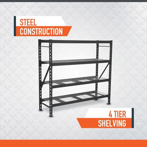 Ironton 4-Tier Industrial Steel Shelving Unit, 8,000-Pound Load Capacity, Garage Storage Rack, 77 W x 24 D x 72 H