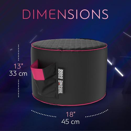Throne Boss Gaming Footstool - Cover ONLY No Filling - Matching Bean Bag Chair Pouf/Ottoman - Round Gamer Foot Stool Footrest with Drink Holder (Pink)