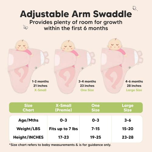 3-Pack Organic Baby Swaddle Sleep Sacks - Swaddles for Newborns, Infant 0-3 Months, Baby Girls, Boys, Soft & Snug Newborn Sleep Sack, Nursery Swaddling Blankets (ABC Land Rose, OS)