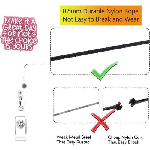 Motivational Quotes Retractable Badge Reel,Alligator Clip Name Badge Holder