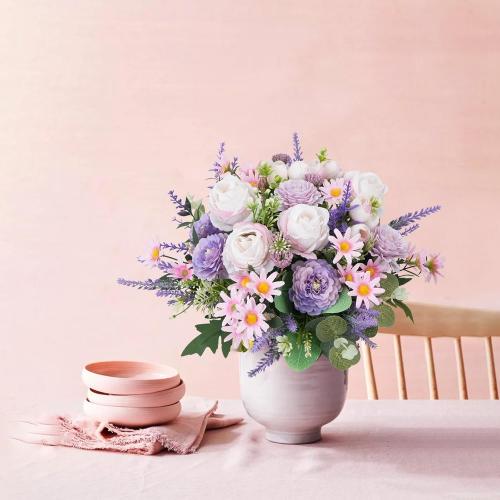 Artificial Silk Flower Arrangements, Fake Flower Bouquet for Cemetery
