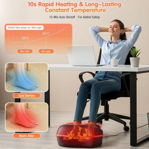 Foot Massager Machine with Heat, Upgraded Deep Rolling, Compression, Ankle Kneading, Shiatsu Foot Massager for Neuropathy Plantar Fasciitis, Gifts for Home Office Men Women Fits Up to 13