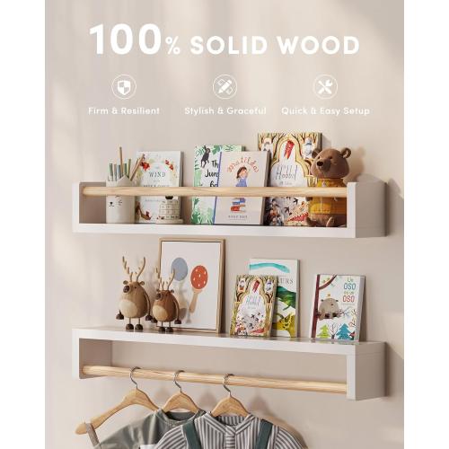 G&W Gruwald Nursery Book Shelves, Set of 3, Wall Bookshelf, Book Shelf for Kids Rooms, Wall Book Shelves for Bedroom Kids, Floating Shelf, Nursery Decor (White, 23 Inches)