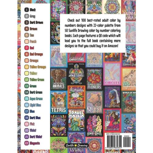 100 BEST Adult Color By Numbers: The best designs from Sunlife Drawing color by number coloring books