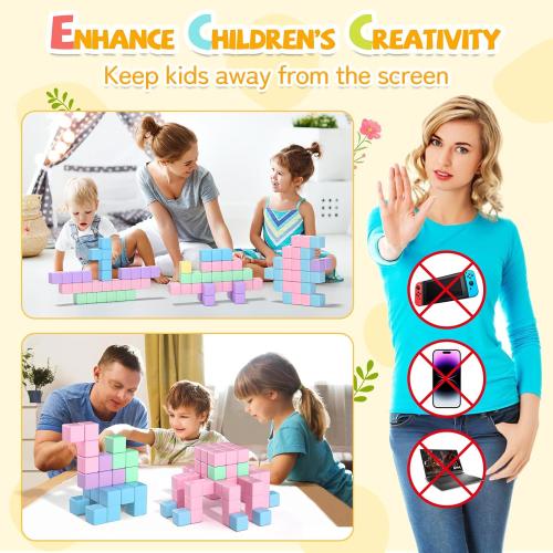 45PCS Magnetic Blocks Toddler Toys, Magnetic Building Blocks Magnet Toys for Kids Ages 1-3 3-5 4-8, Sensory Montessori Magnet Cubes Classroom Must Haves for Boys Girls Age 2-4