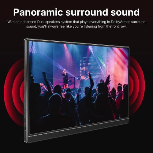 WGK 15.6 inch Portable Monitor 1080P FHD Travel Display HDMI/USB-C Compatible with Laptops, Desktops, Phones, PS, Mac, Xbox, Switch, and Other Gaming Devices Includes Stand and Speakers VESA