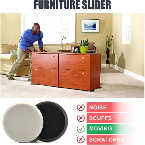 Furniture Sliders, Furniture Sliders Pads for Hardwood Floors, Chair Legs Floors Protectors, Reusable Round Glides Glider, Heavy Duty Furniture Movers Sliders (8 Pcs, 3 1/2inch，Coffee)