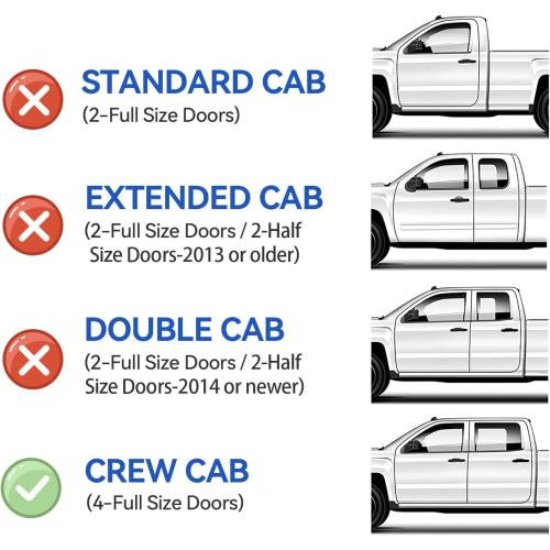Window Rain Guards for 2014-2018 Chevy Silverado/GMC Sierra 1500 Crew Cab & 15-19 Silverado/Sierra 2500HD 3500HD, Window Visor Vent Wind Shade Deflector Shield Protector Sun, for Full-Size Cab Only