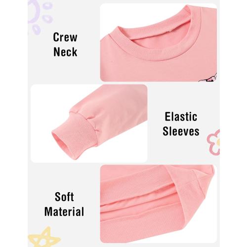 Girls Graphic Sweatshirts Crewneck Cute Cartoon Pullover Casual Long Sleeve Size 3-6Y Fall Winter Tops
