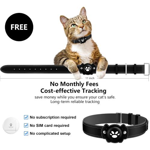 2-in-1 GPS Tracker for Cats: Smart Pet Collar with Real-Time Tracking,No Monthly Fee/Subscription (iOS & Android) Waterproof, Anti-Lost,365-Day Long Battery Life GPS Tracker Cat Collar (Black)