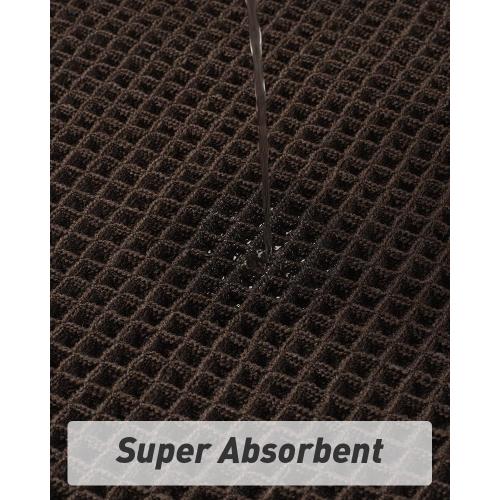 AMOAMI Upgraded Waffle Bath Mat, Super Absorbent Non Slip Bath Mats for Bathroom Floor, Washable Bathroom Rugs with Tassels, Rubber Backed Bathroom Mats, Ultra Soft, 17 x 24, Chocolate