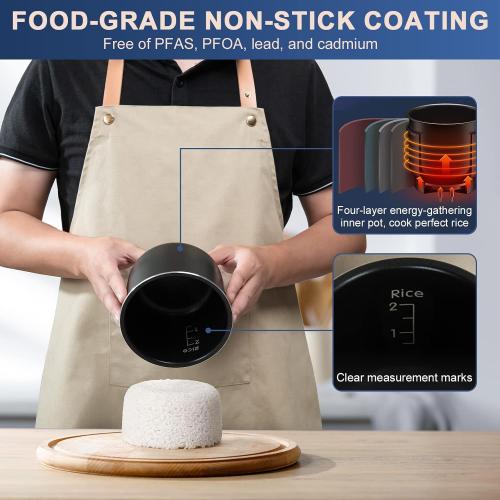 Bear Mini Rice Cooker 2 Cups Uncooked, 1.2L Portable Non-Stick Small Travel Rice Cooker, BPA Free, One Button to Cook and Keep Warm Function, Blue | Portable 1.2L nonstick small rice cooker for travel, dorm, single serve, One-touch operation, Removable pot, Auto keep warm