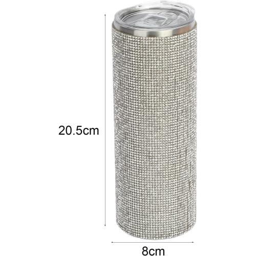 Diamond Stainless Steel Insulated Water Bottle With Straw & Brush - Reusable Leak-Proof Glitter Bottle for Women - Iced Coffee Cup Multicolor