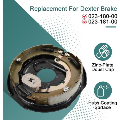12 x 2 Electric Trailer Brake Assembly 2 Sets Replacement for 5200lbs 6000lbs 7000lbs Trailer Axles Driver's and Passenger's Side Brakes 023-181-00 023-180-00 Electric and Hydraulic Brake